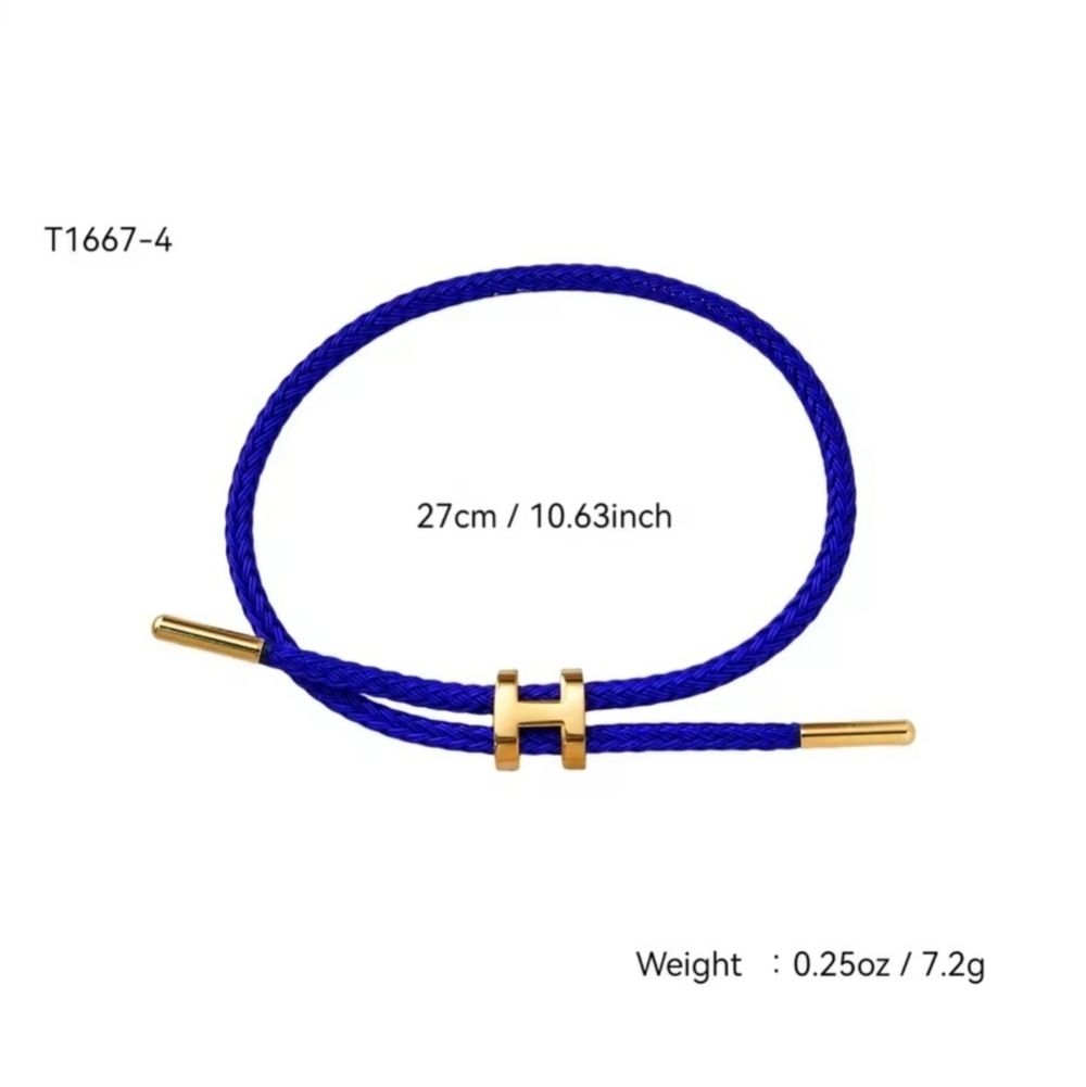 ✨ Blue Braided Cable Bracelet with Gold-Tone Accents ✨ - Picture 3 of 3